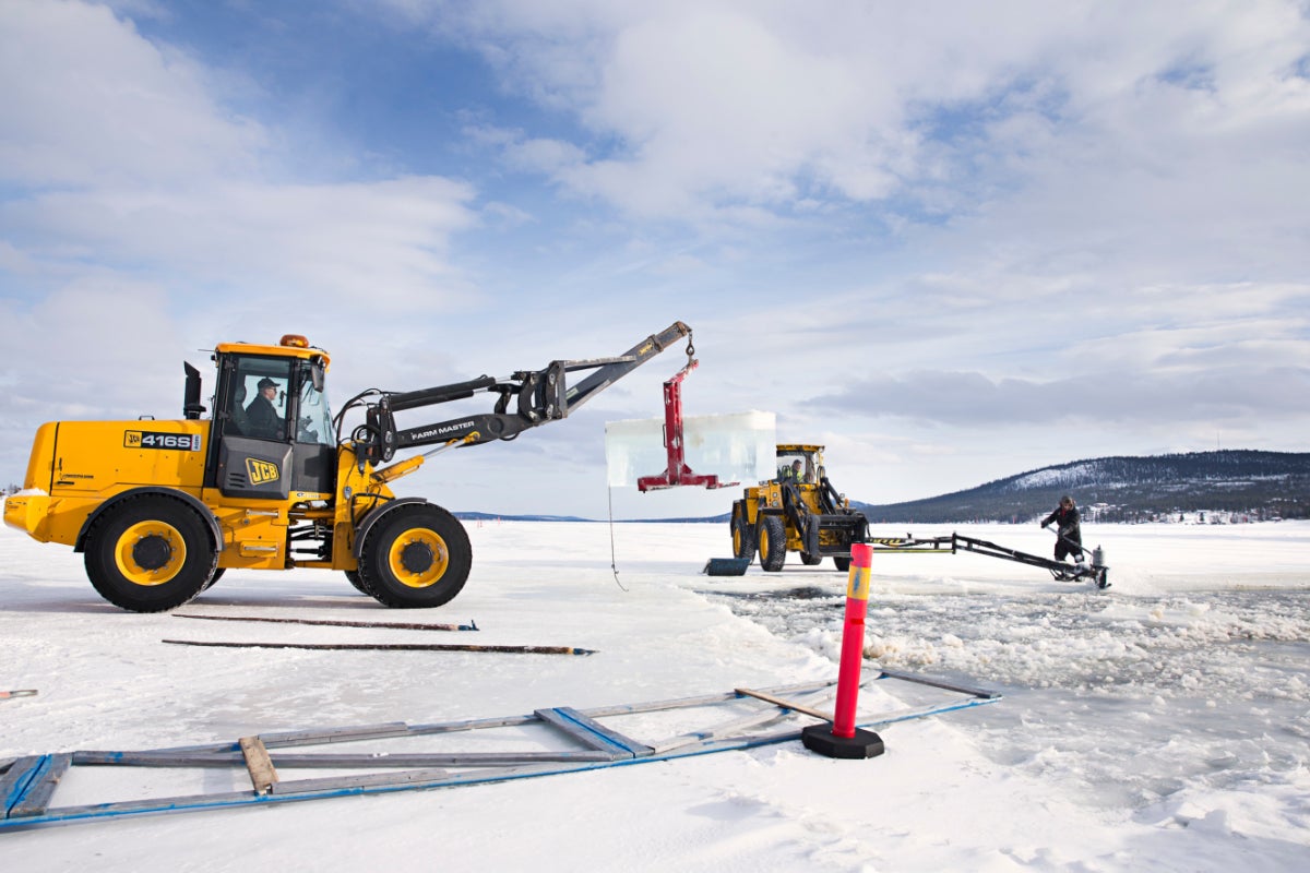 Ice being harvested for the Icehotel