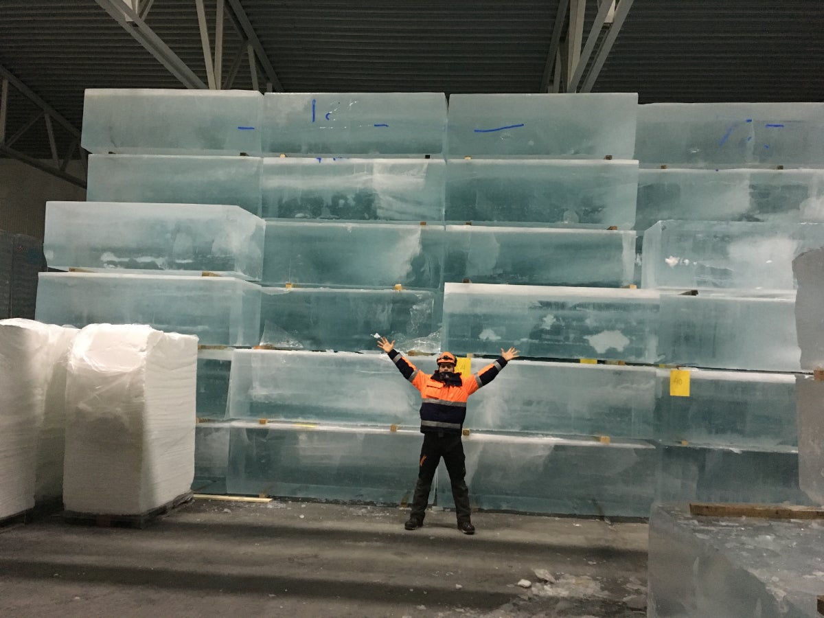 All the ice blocks stacked up and ready for use