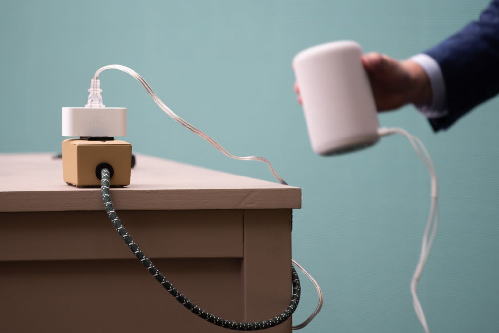 Amazon’s new Smart Plug with a version of the Echo Plus during a launch event for Alexa products and services in Seattle