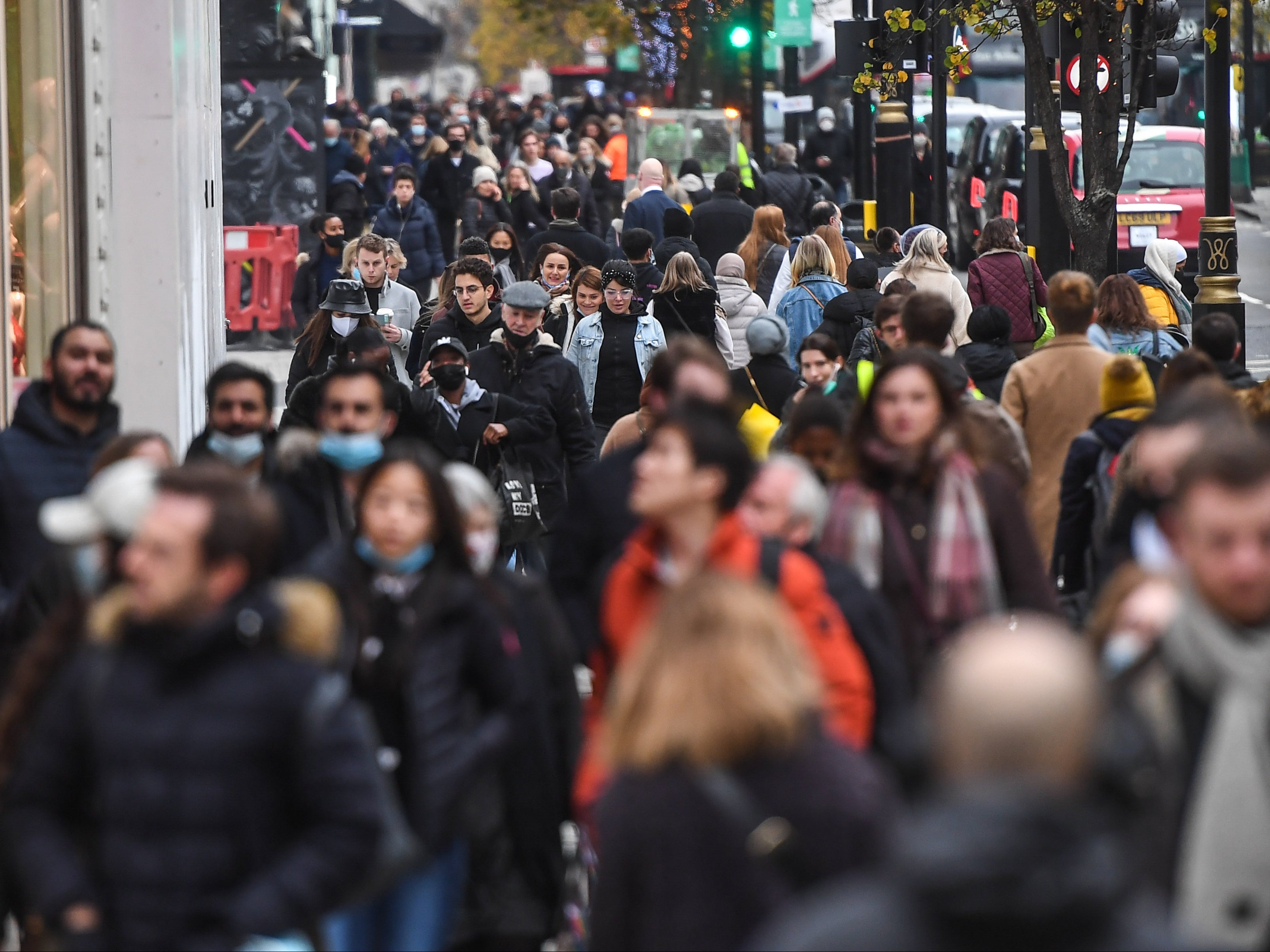 Crowds of shoppers on Oxford Street after lockdown