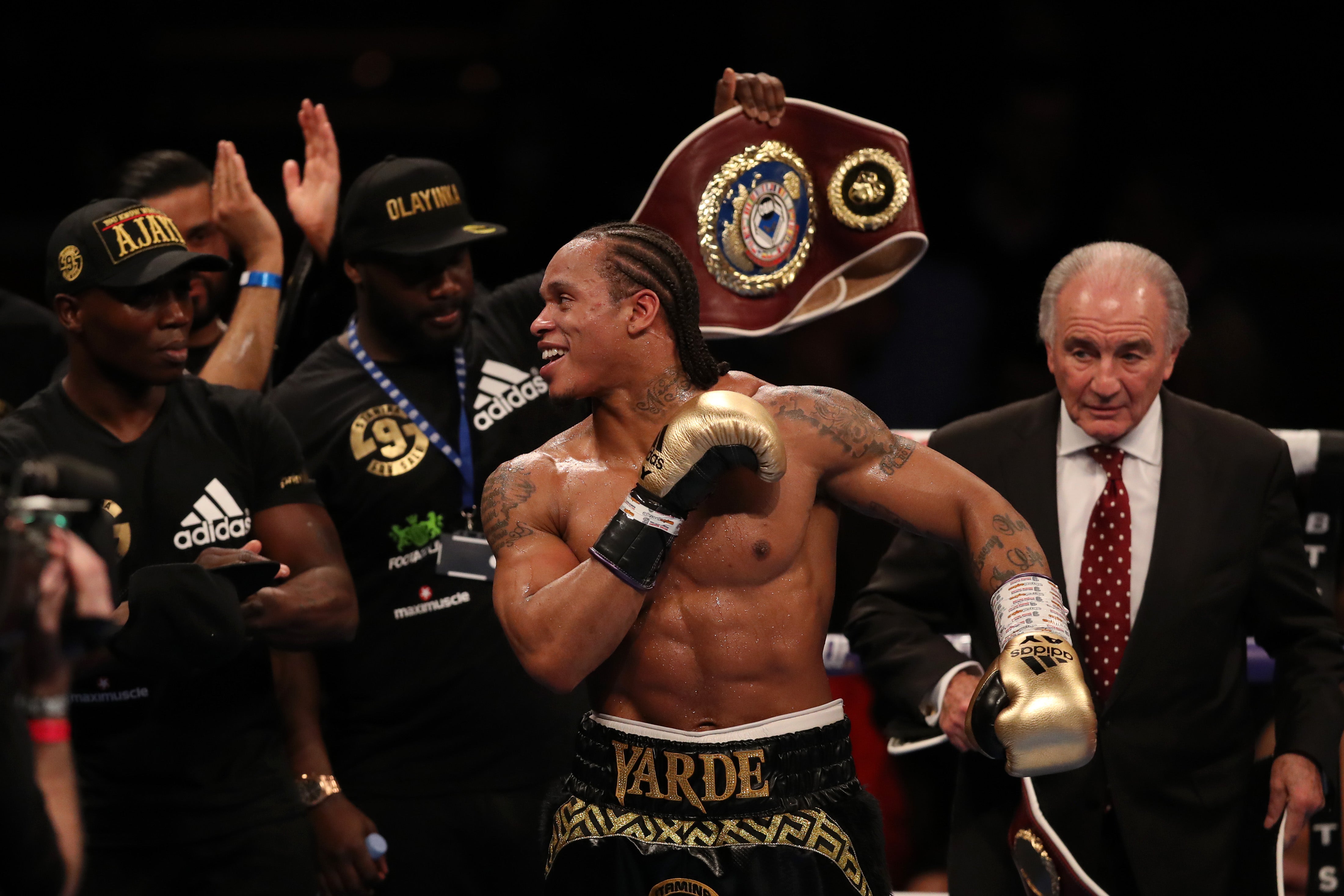 Yarde celebrates his TKO win over Travis Reeves