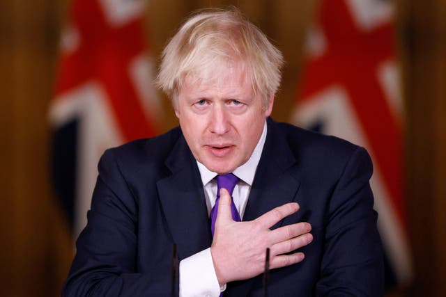 Boris Johnson addresses the 10 Downing Street press conference