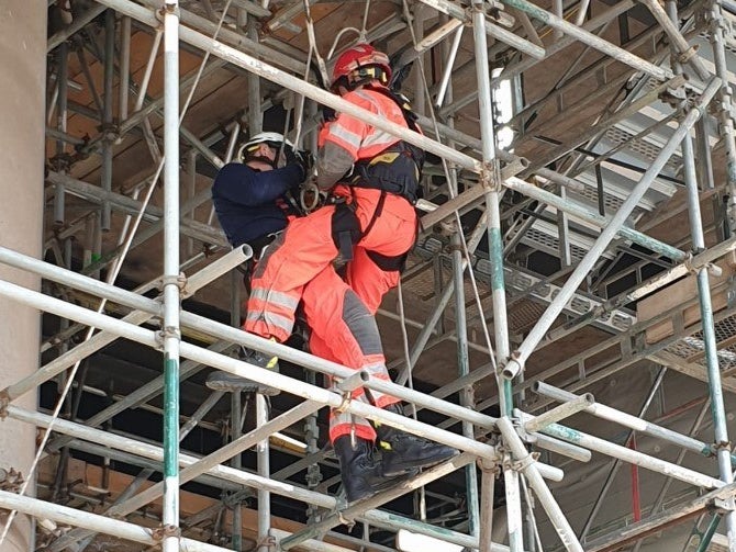 While major works were carried out on the M5 Oldbury viaduct, West Midlands Fire Service used the scaffolding beneath to practice rescue drills