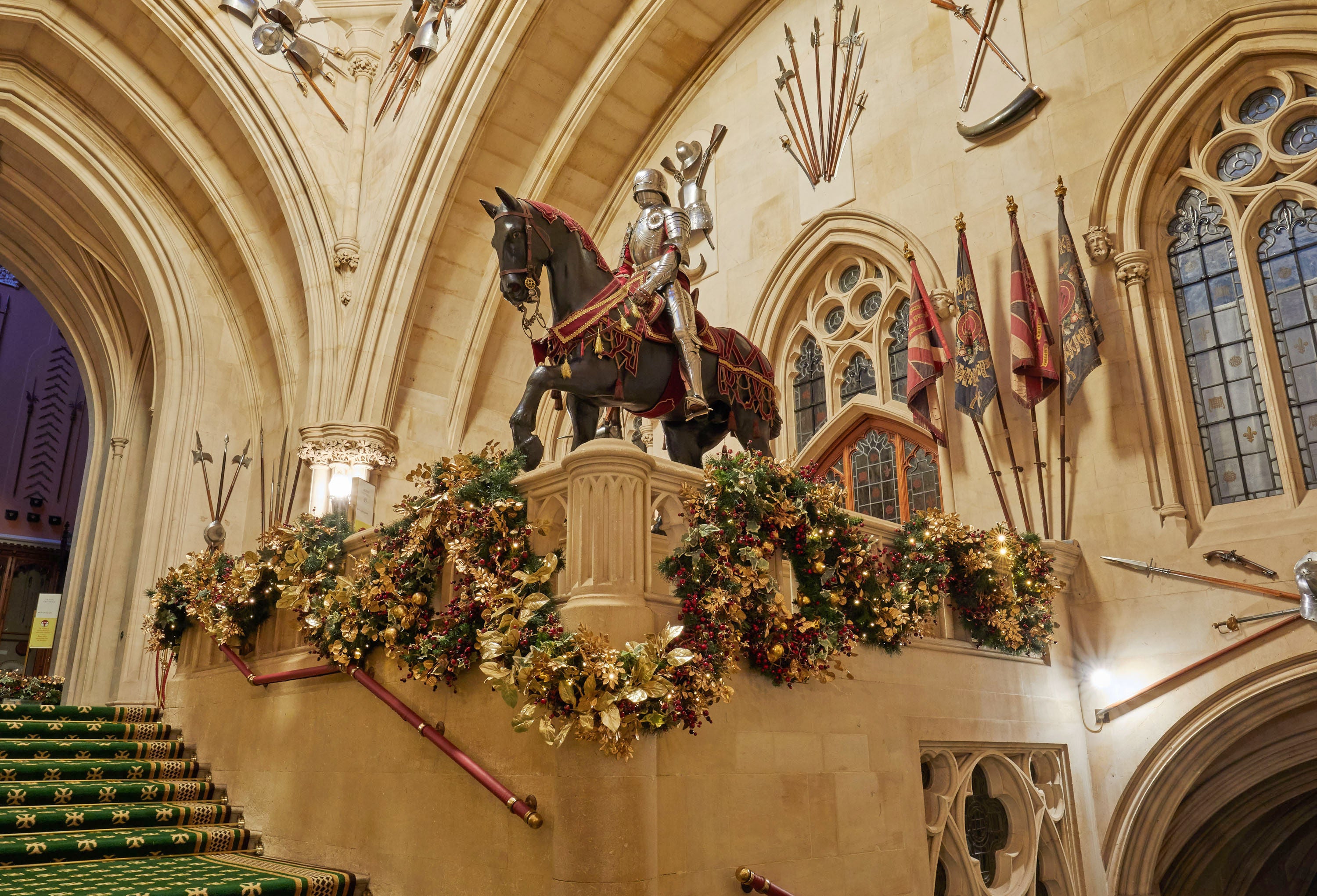 Festive garlands adorn the Grand Staircase at Windsor Castle