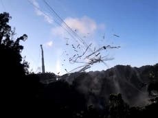 Arecibo Observatory collapse video captured by drone