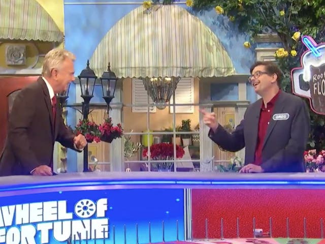 Pat Sajak jokes with a ‘Wheel of Fortune' contestant