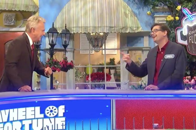 Pat Sajak jokes with a ‘Wheel of Fortune' contestant