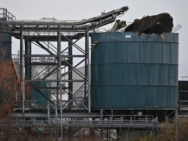 <p>A silo at the plant was damaged in the blast</p>