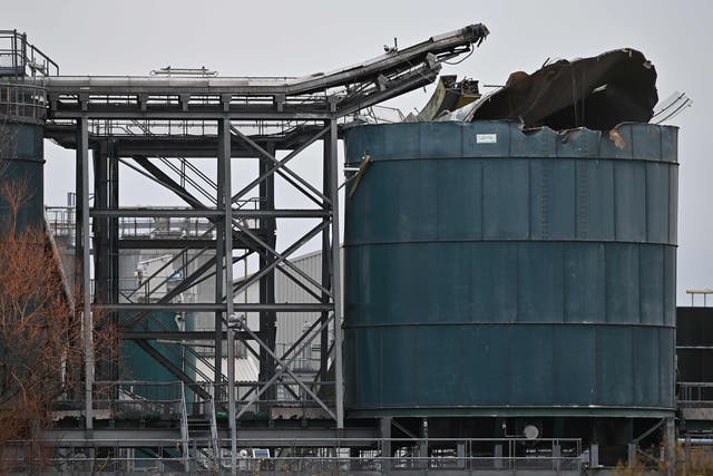 <p>A silo at the plant was damaged in the blast</p>