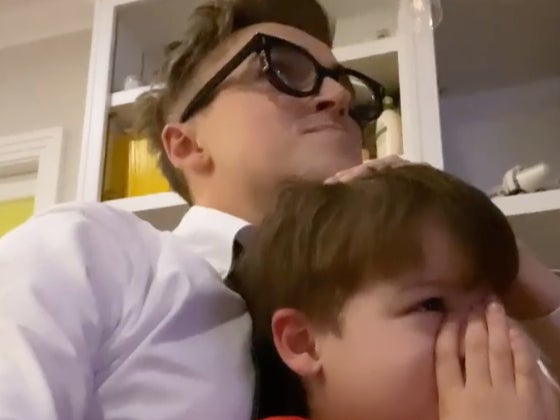 Tom Fletcher shared a video of him and his son, Buzz, watching Giovanna Fletcher compete on I’m a Celebrity