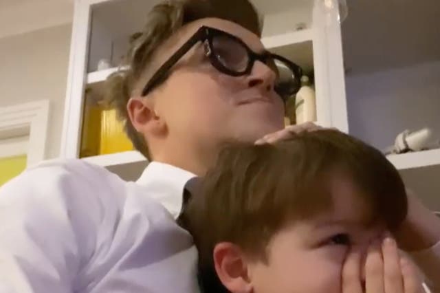 Tom Fletcher shared a video of him and his son, Buzz, watching Giovanna Fletcher compete on I’m a Celebrity