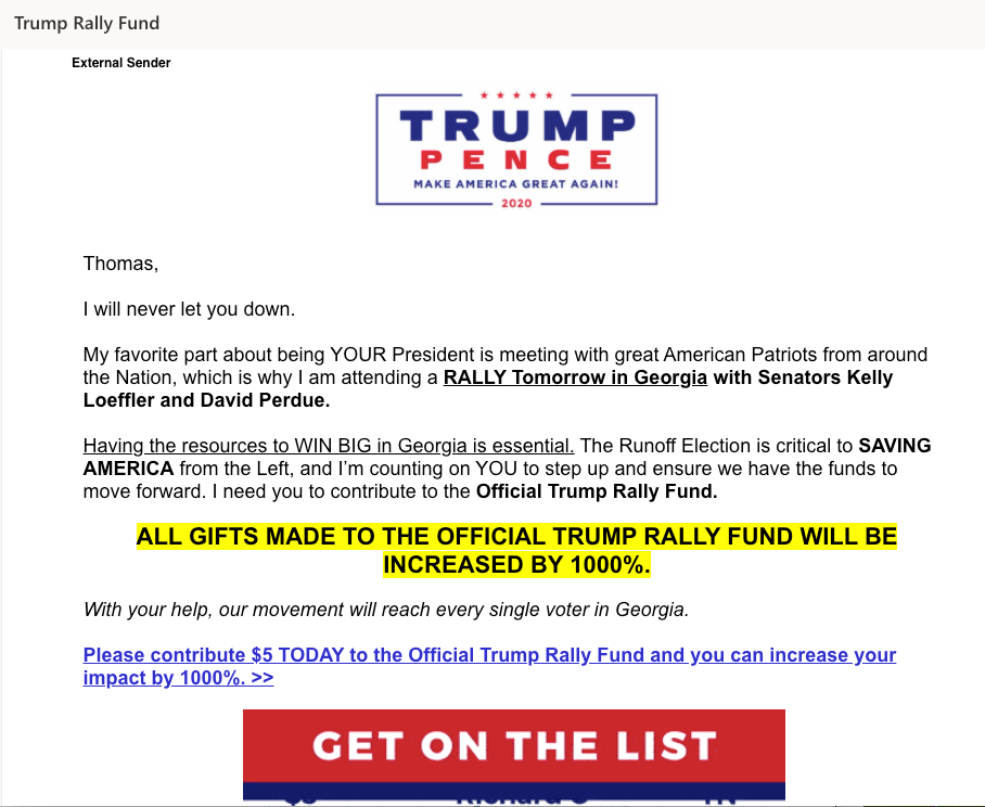 Trump campaign email