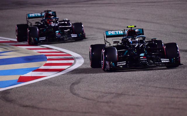 Valtteri Bottas will start the Sakhir Grand Prix on pole position ahead of stand-in Mercedes teammate George Russell