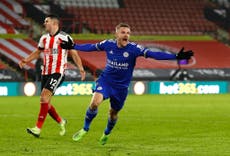 Vardy’s last-minute Leicester strike breaks Sheffield United hearts