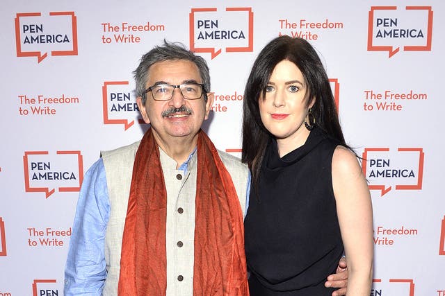 <p>Salil Tripathi and Lauren Walsh pictured in March 2020 in New York</p>