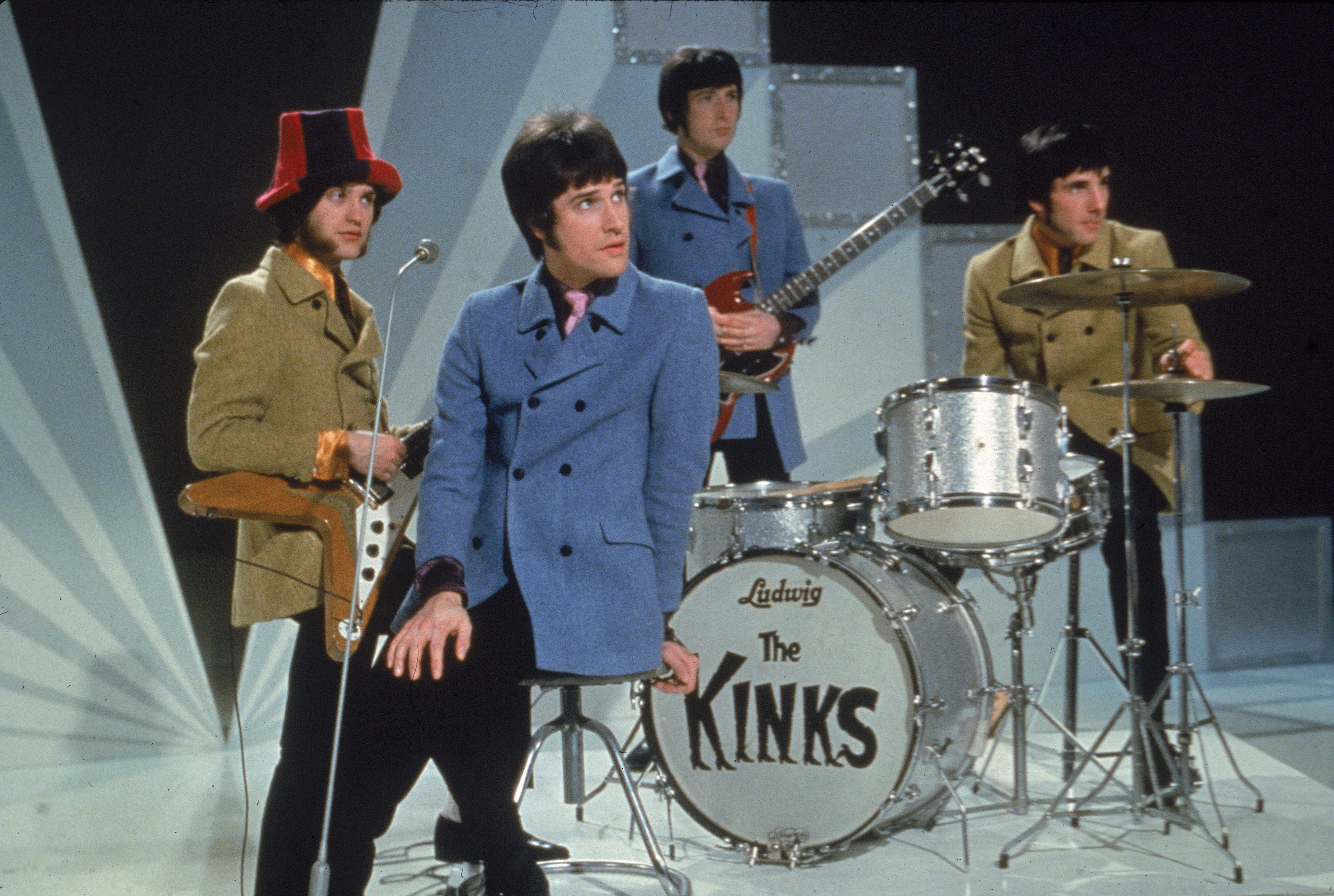 The band’s original line-up (from left), Dave Davies, Ray Davies, Peter Quaife and Mick Avory, on the set of a television show in 1968. By the time ‘Lola’ was recorded, Quaife had been replaced by John Dalton