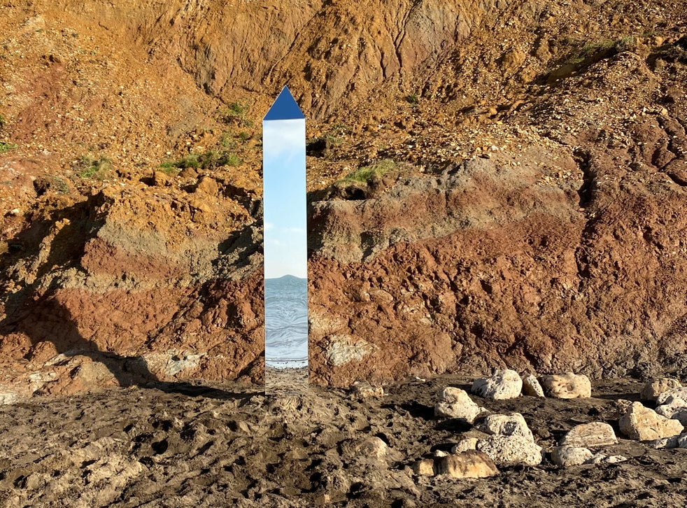 A shiny monolith has appeared on an Isle of Wight beach