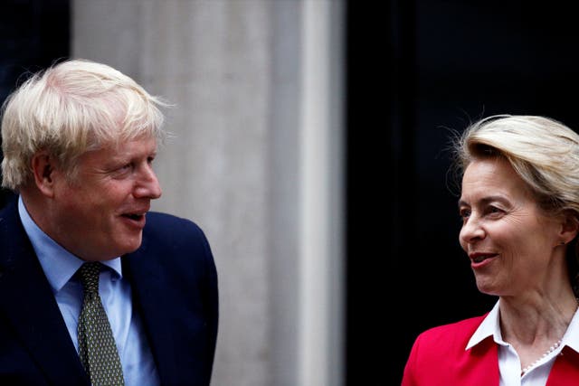 <p>Boris Johnson meeting Ursula von der Leyen in London at the start of the year</p>