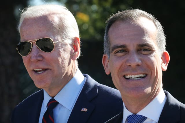 <p>Garcetti apoyó a Biden durante su campaña presidencial</p>