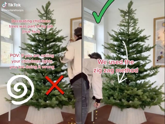 TikToks virales dicen que debes colgar las luces del árbol de Navidad verticalmente