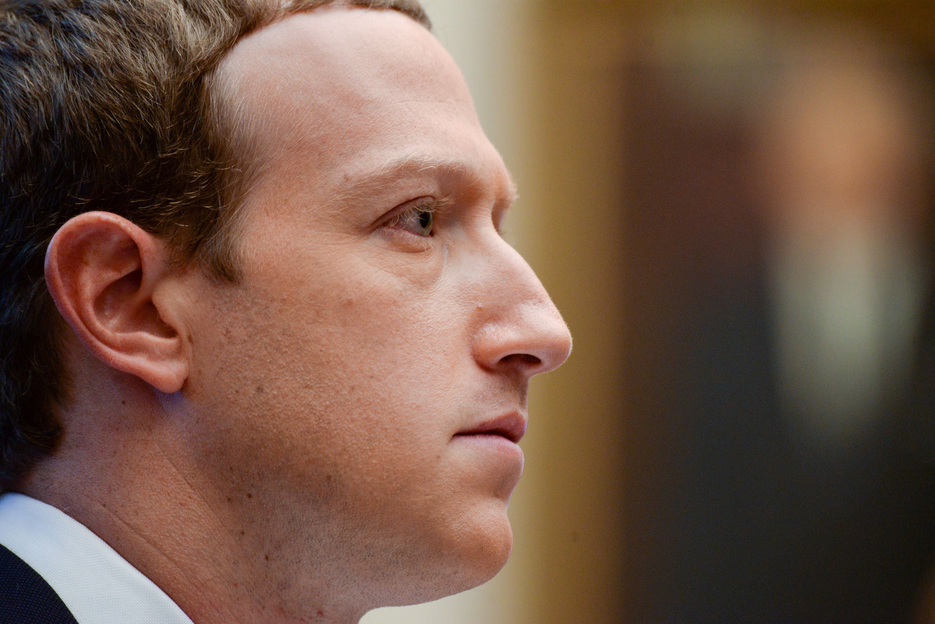 Facebook chair and CEO Mark Zuckerberg testifies at a House Financial Services Committee hearing in Washington