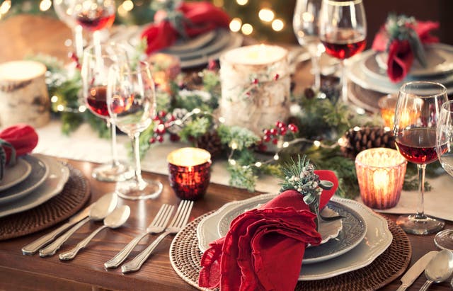 Build the excitement for Christmas dinner with festive table decorations