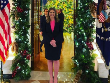 <p>Jenna Ellis posted a photo of herself at a White House Christmas party on Friday night</p>