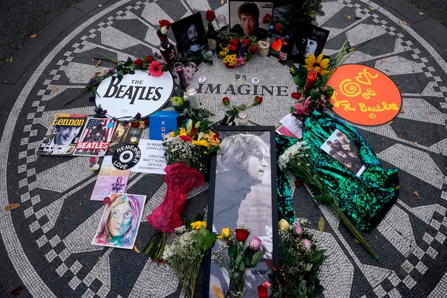 The ‘Imagine’ mosaic at Strawberry Fields in Central Park on 8 December 2020, the 40th anniversary of John Lennon’s death