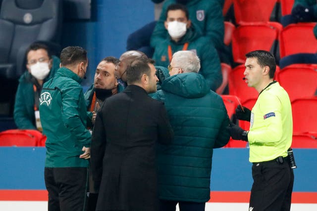 Istanbul Basaksehir assistant coach Pierre Webo accused fourth official Sebastian Coltescu of using a racist term