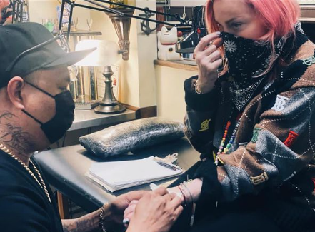The ‘Like a Virgin’ singer gets her first ink