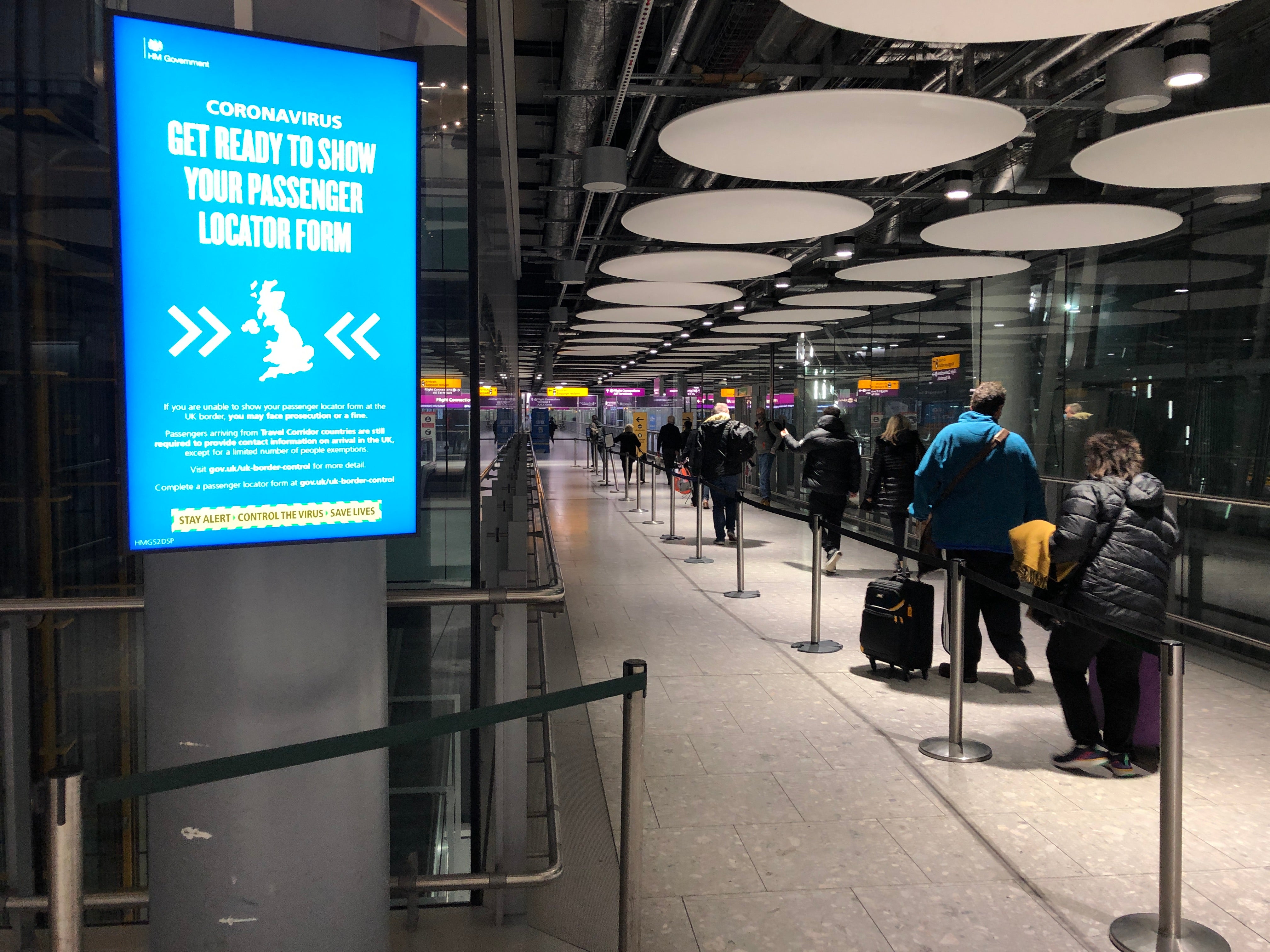 Quarantine queue: Heathrow Airport Terminal 5