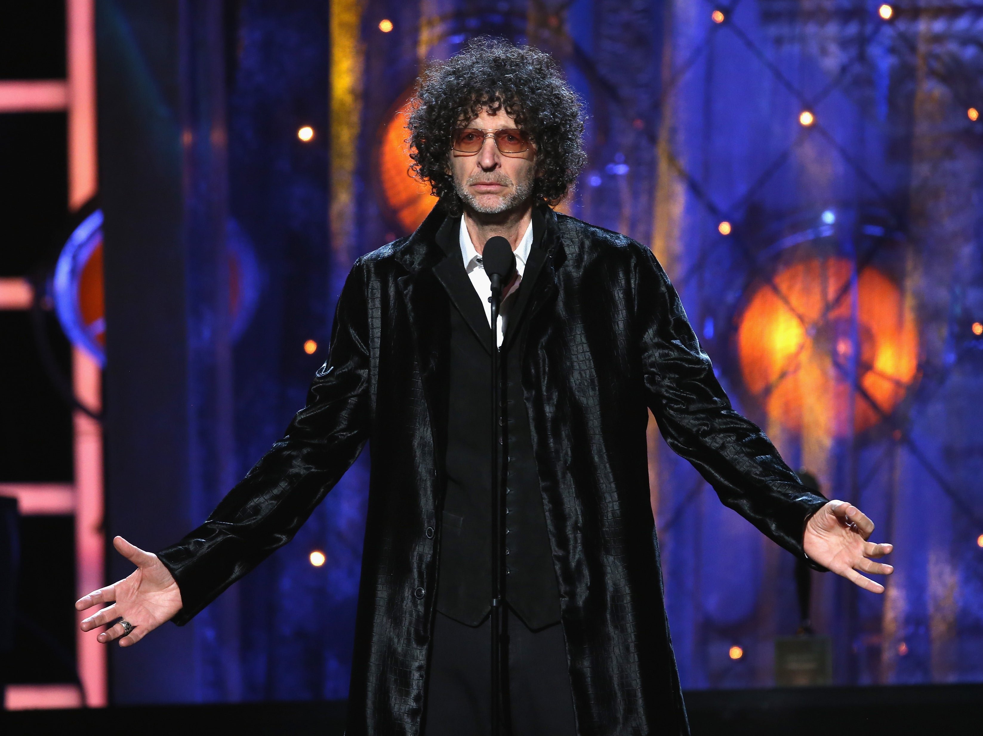 Howard Stern inducts Bon Jovi during the 33rd annual Rock & Roll Hall of Fame induction ceremony on 14 April 2018 in Cleveland, Ohio