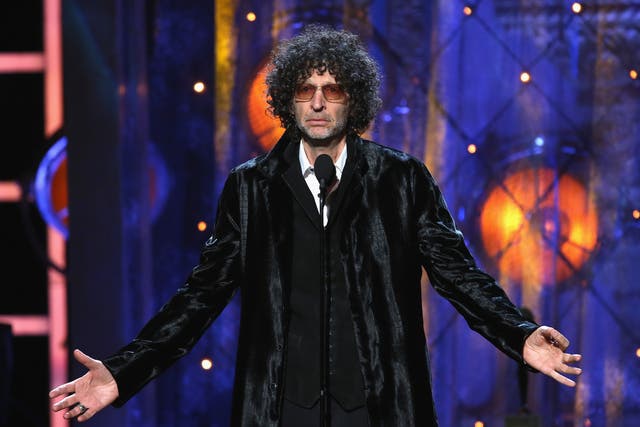 Howard Stern inducts Bon Jovi during the 33rd annual Rock & Roll Hall of Fame induction ceremony on 14 April 2018 in Cleveland, Ohio