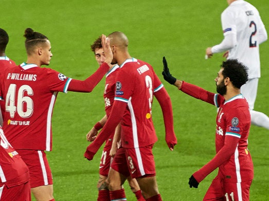 Salah celebrates his opening goal