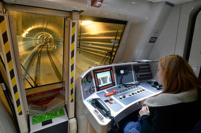 <p>A driver in the cockpit of one of Budapest Metro’s line M4 automatic trains</p>