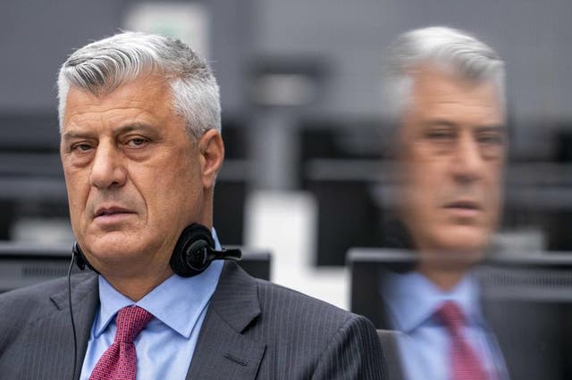 <p> Kosovar former president Hashim Thaci in the courtroom of the Kosovo Tribunal in the Hague, the Netherlands, 09 November 2020</p>