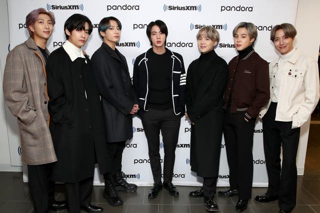 BTS visits the SiriusXM studios on 21 February 2020 in New York City