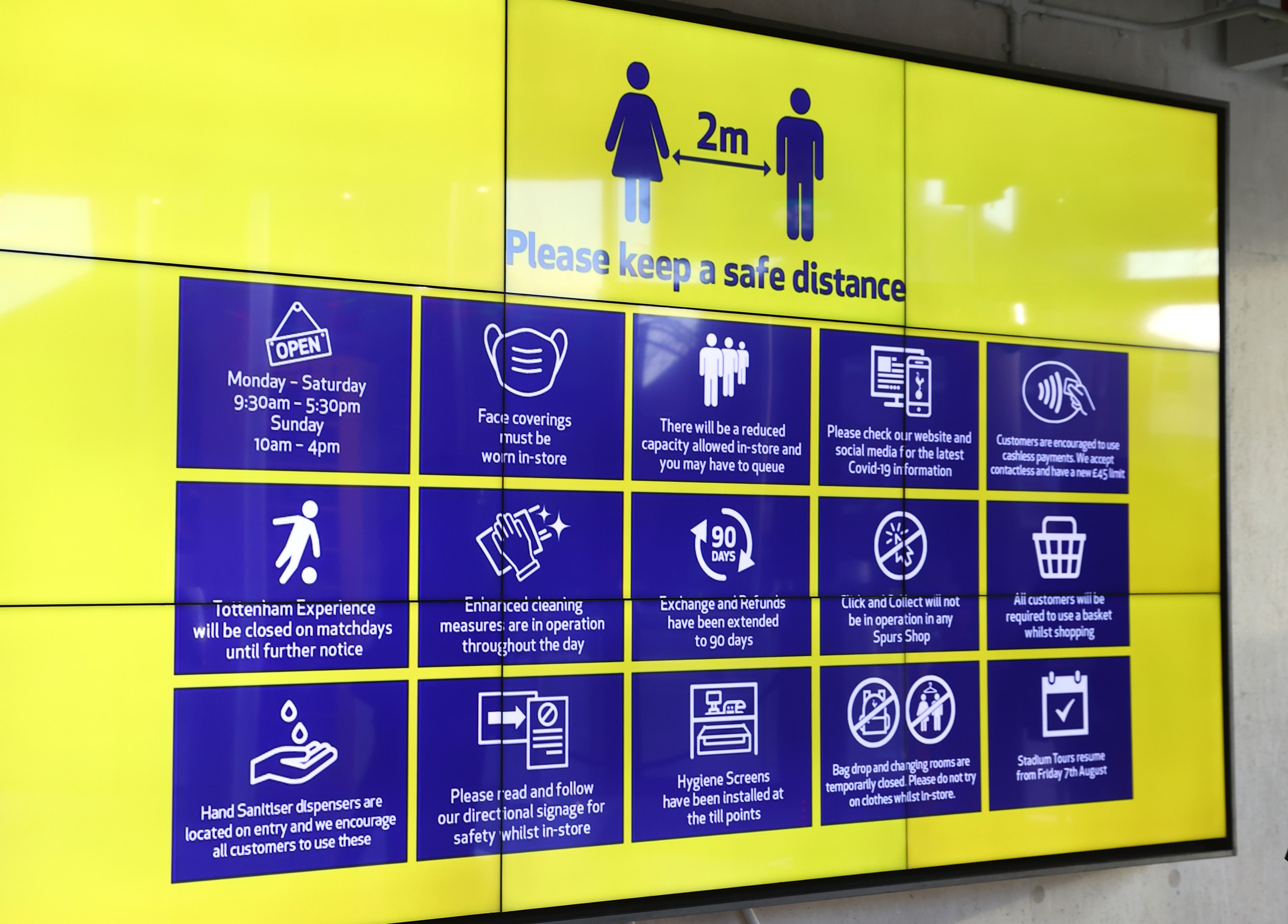 A social distancing sign at Tottenham Hotspur Stadium, London, on 6 December, 2020. 