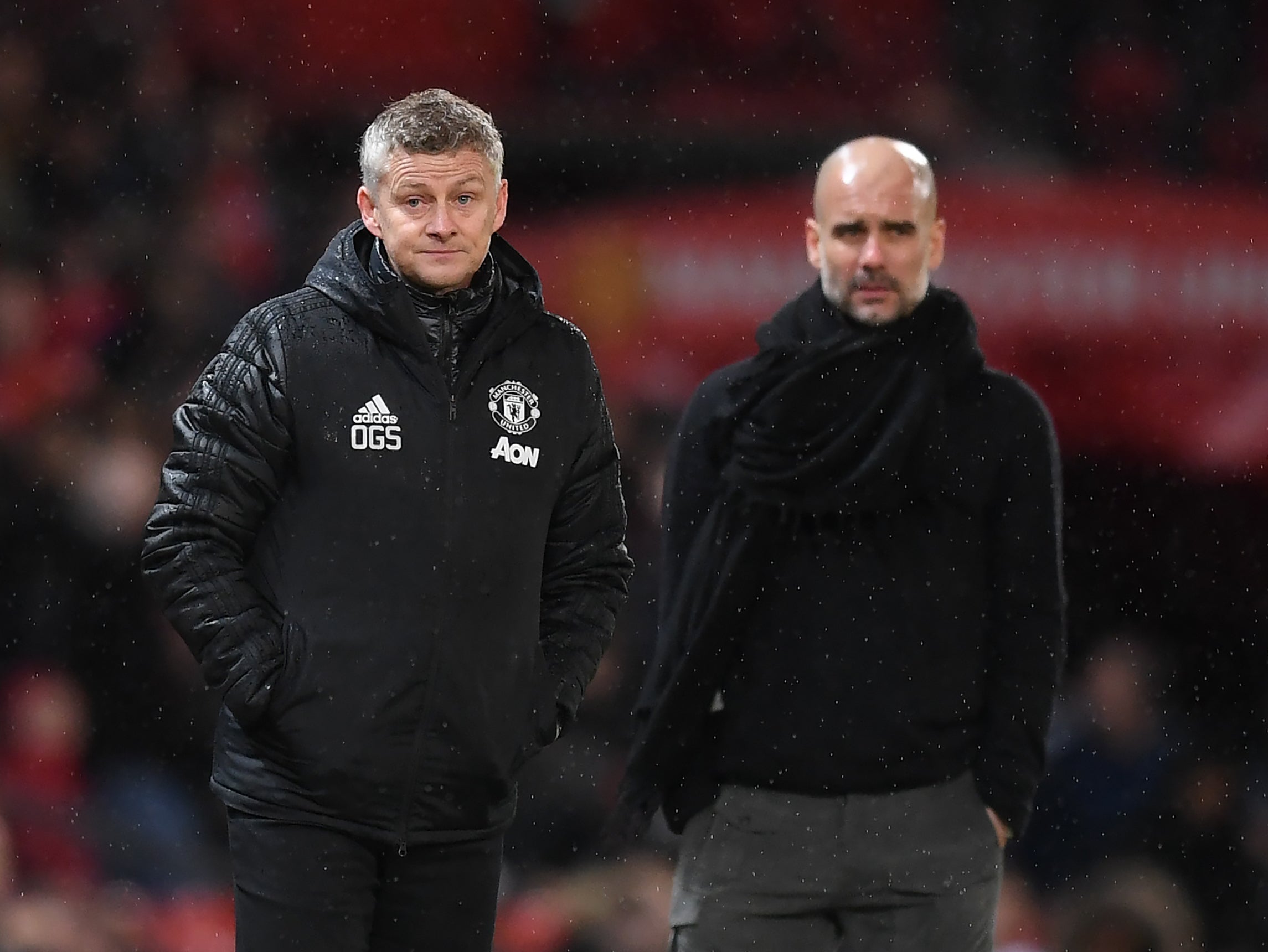 Manchester United manager Ole Gunnar Solskjaer and City boss Pep Guardiola
