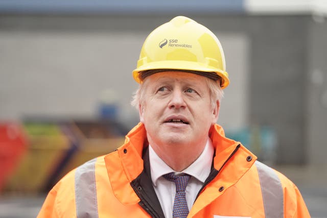 <p>Boris Johnson pictured on a visit to Blyth, Northumberland on Friday</p>