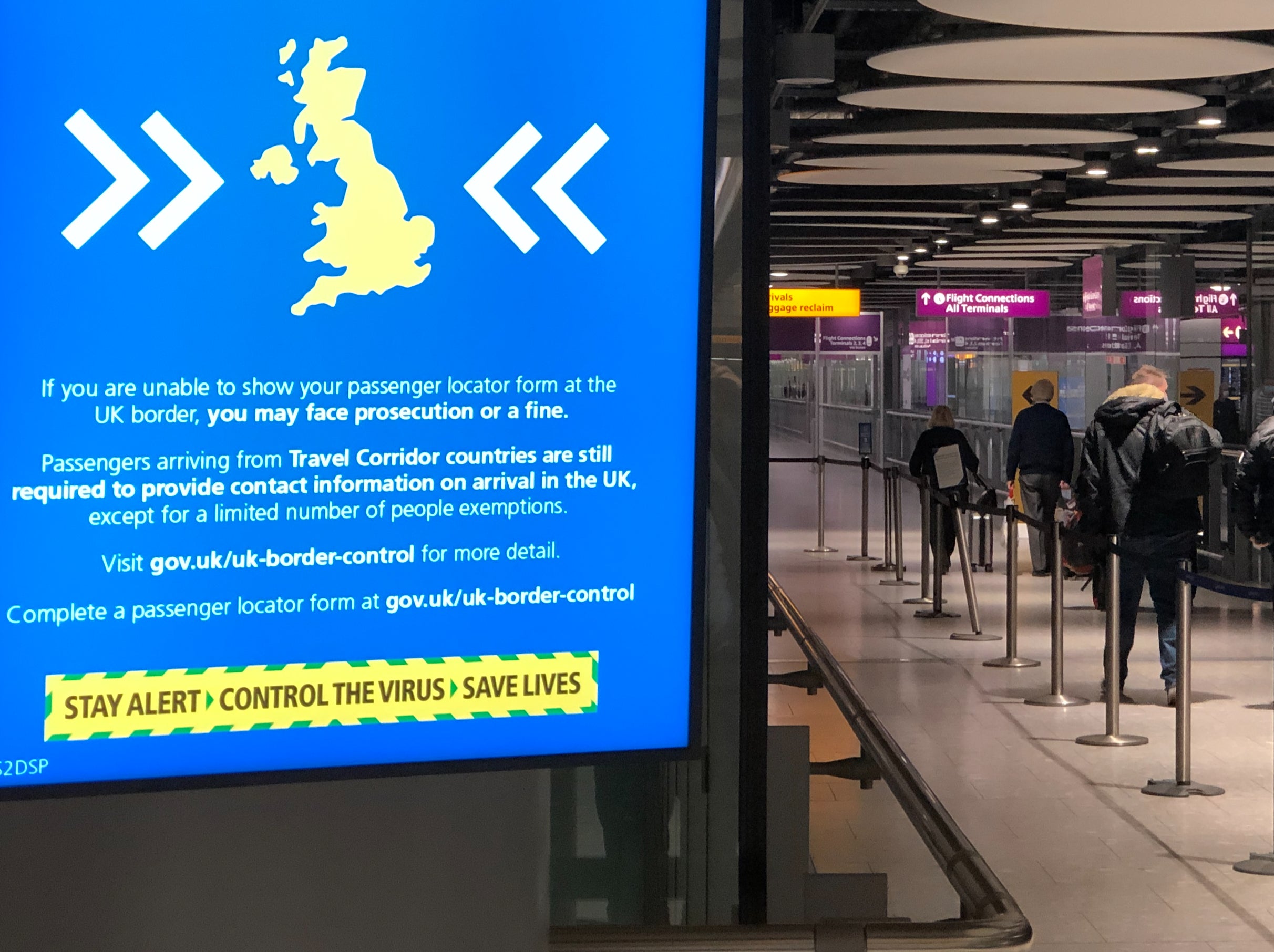 Quarantine queue: Heathrow airport Terminal 5