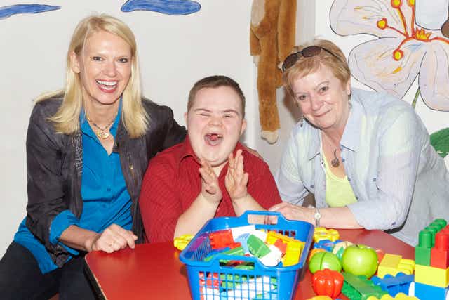<p>Anneka and Monica McDaid in a therapy room at the orphanage</p>