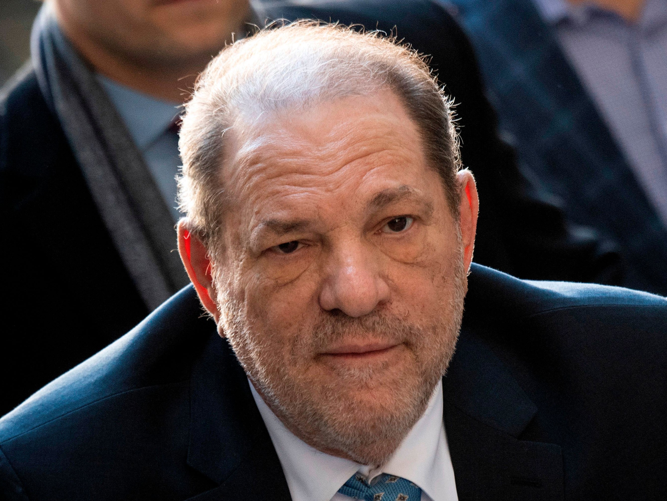 Harvey Weinstein arrives at the Manhattan Criminal Court on 24 February 2020 in New York City