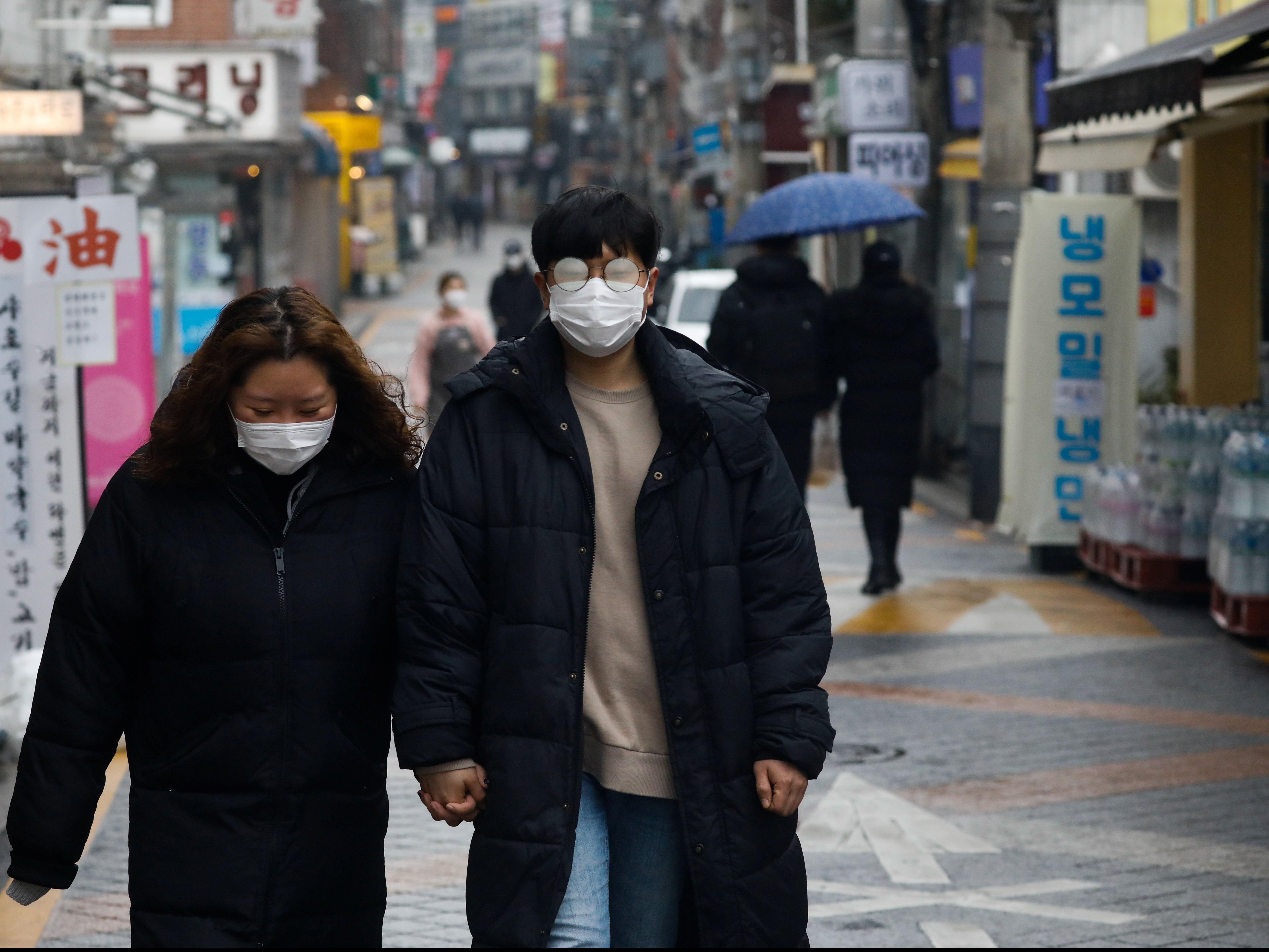 A street in Seoul, South Korea, as cases rise.