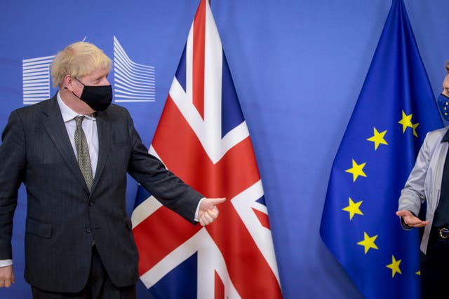 <p>Boris Johnson with European Commission president Ursular von der Leyen</p>