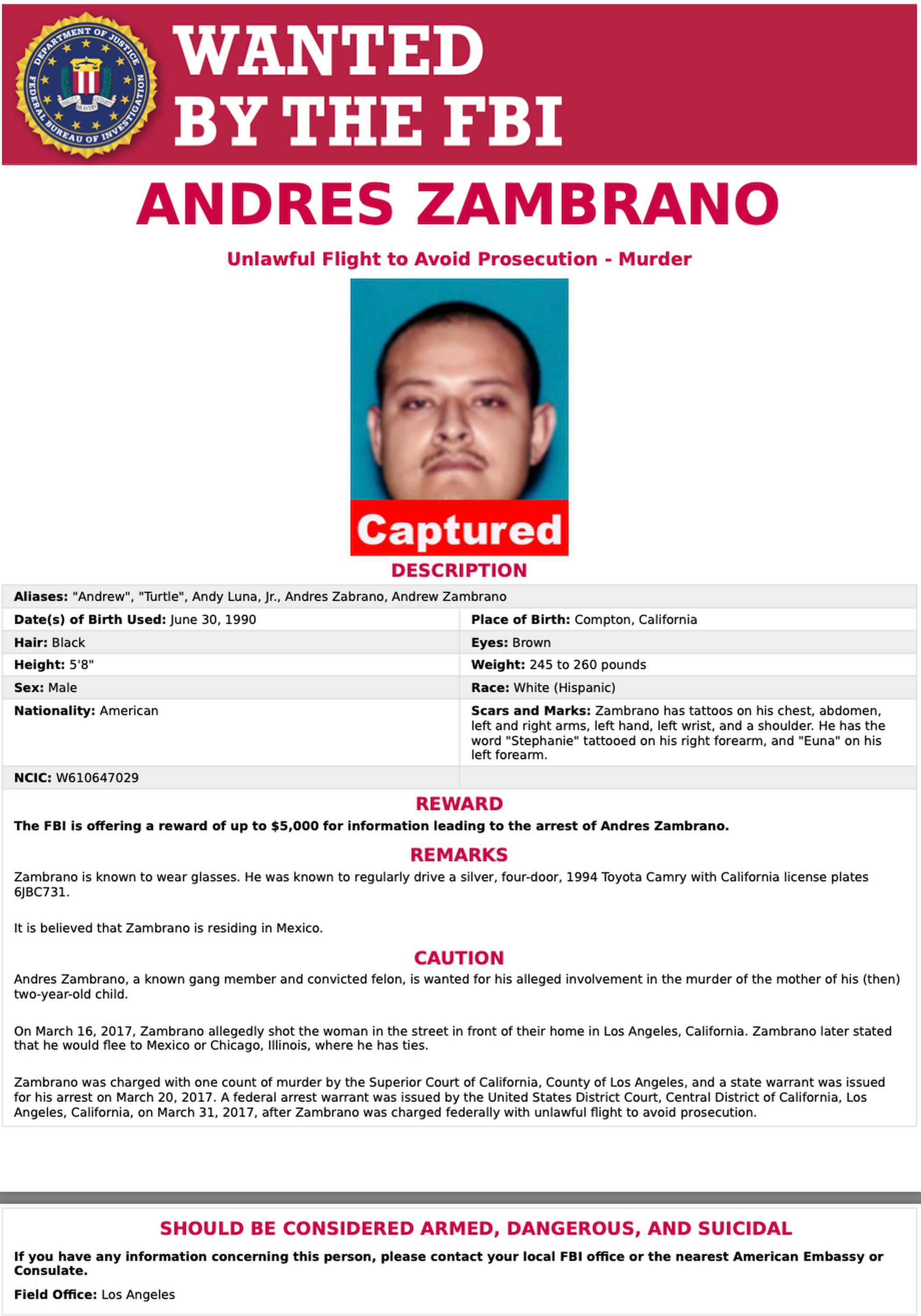 Los Angeles Fugitive Arrested