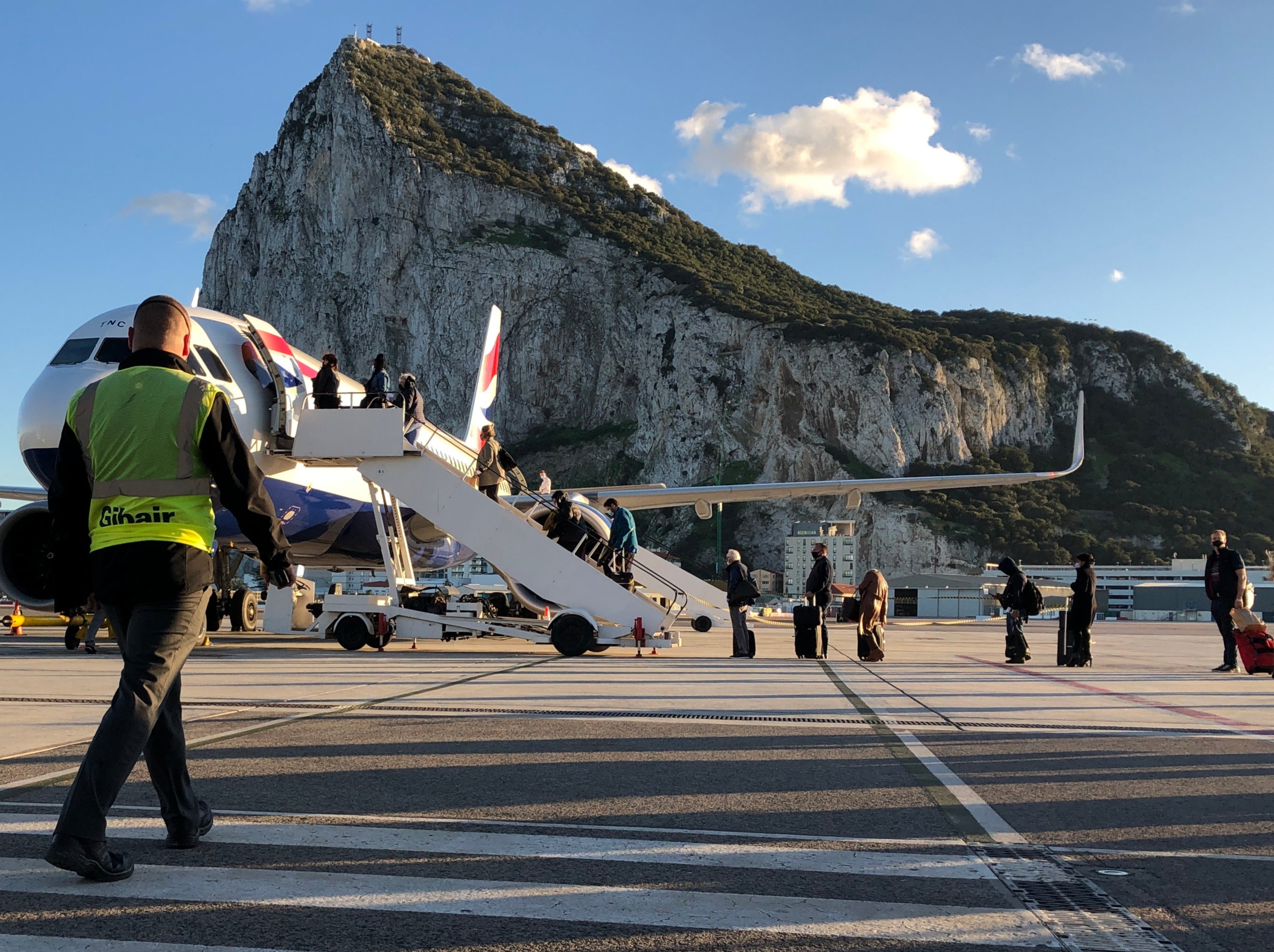 Rock solid: British Airways flight from Gibraltar to London Heathrow prepares for departure