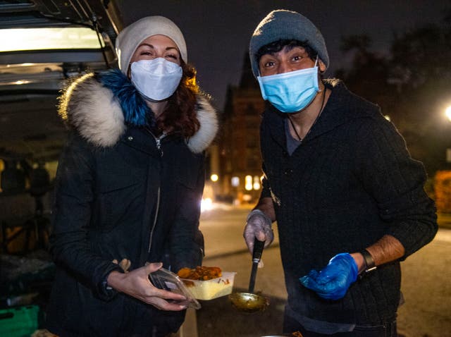 <p>Volunteers from the Hare Krishna movement in Lincoln’s Inn Fields to help feed people in need during the 2020 coronavirus pandemic</p>