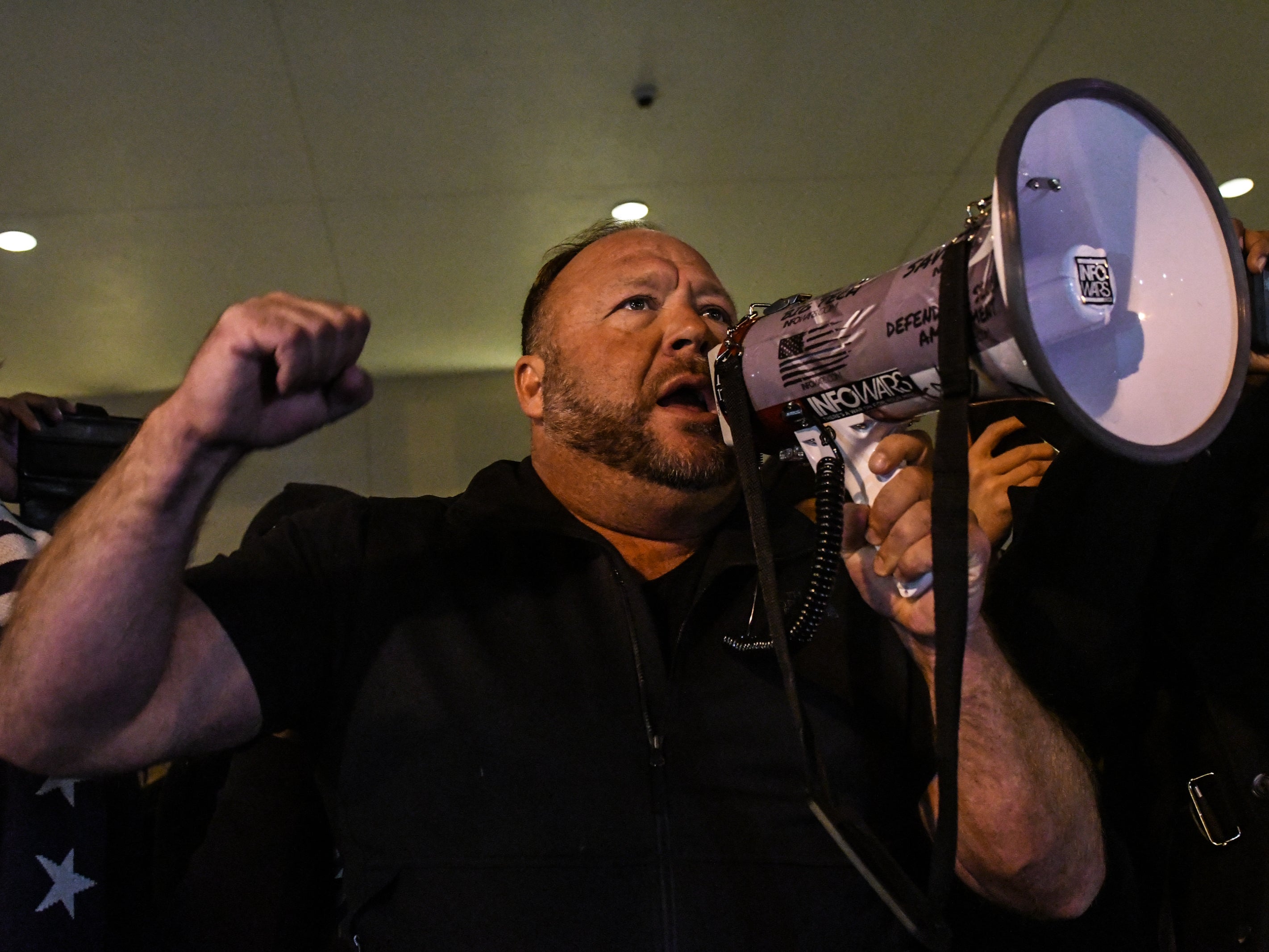 Alex Jones speaks to supporters of President Donald Trump during a protest on 12 December, 2020 in Washington, DC