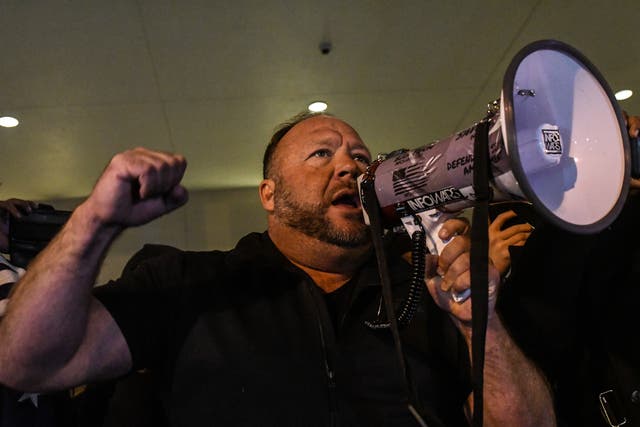 Alex Jones speaks to supporters of President Donald Trump during a protest on 12 December, 2020 in Washington, DC